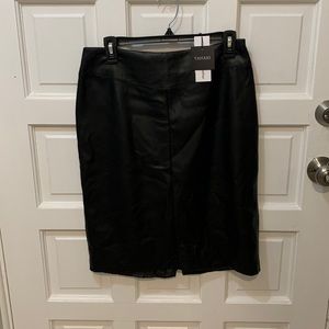 Tahari black faux leather skirt